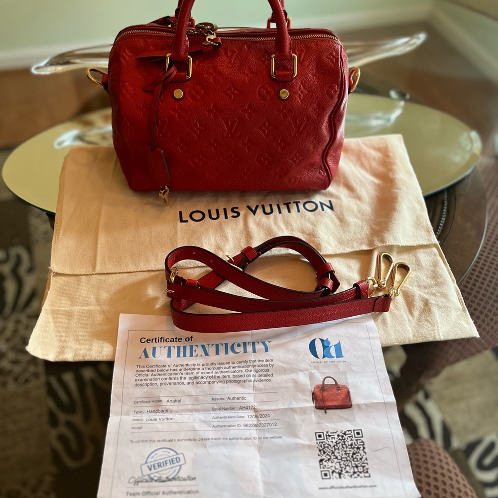 Louis Vuitton Red Emprinte Speedy Bag & Long Wallet - Picture 3 of 16